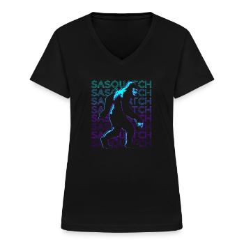 Sasquatch Bigfoot Retro - Women's V-neck T-shirt - black - Front - Lela (165cm)