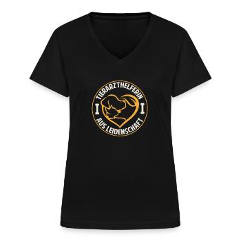 Tierarzthelferin aus Leidenschaft Veterinär TFA - Frauen-T-Shirt mit V-Ausschnitt - Schwarz - Vorne - Lela (165cm)
