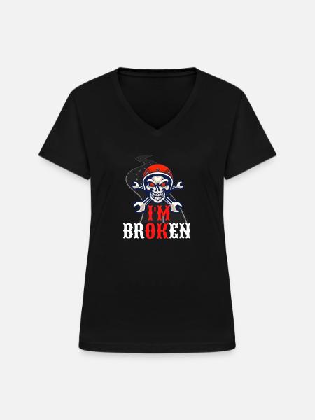 I am Broken - Frauen-T-Shirt mit V-Ausschnitt - Schwarz