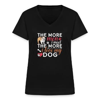 Ich Liebe Hund Amerikanische Bulldogge Lustige - Frauen-T-Shirt mit V-Ausschnitt - Schwarz - Vorne - Lela (165cm)