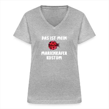 Das ist mein Marienkäfer Kostüm Last-Minute-Kostüm - Frauen-T-Shirt mit V-Ausschnitt - Grau meliert - Vorne - Lela (165cm)