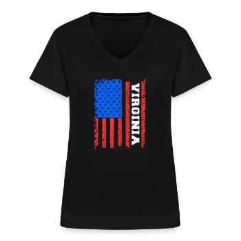 Virginia Usa flag gift - Women's V-neck T-shirt - black - Front - Lela (165cm)