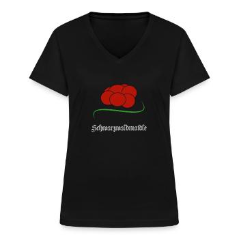Schwarzwälder Bollenhut Schwarzwaldmädel - Frauen-T-Shirt mit V-Ausschnitt - Schwarz - Vorne - Lela (165cm)