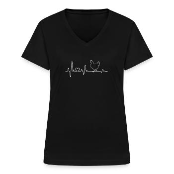 Huhn Hühner - Frauen-T-Shirt mit V-Ausschnitt - Schwarz - Vorne - Lela (165cm)