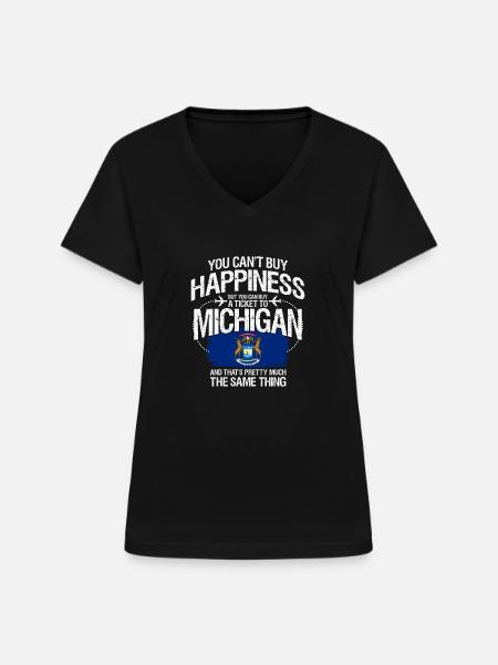 Michigan - Frauen-T-Shirt mit V-Ausschnitt - Schwarz