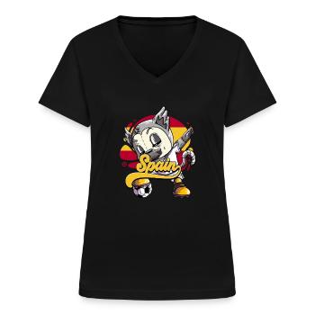 Spanien Fußball - Frauen-T-Shirt mit V-Ausschnitt - Schwarz - Vorne - Lela (165cm)