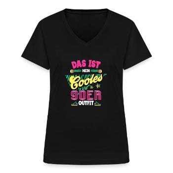 nineties - Women's V-neck T-shirt - black - Front - Lela (165cm)