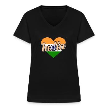 Indien - Frauen-T-Shirt mit V-Ausschnitt - Schwarz - Vorne - Lela (165cm)