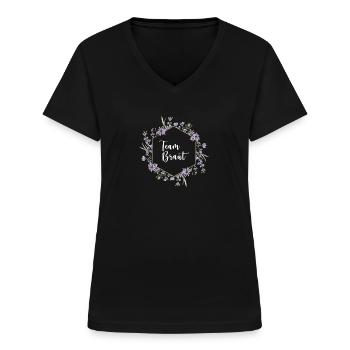 Lavender I Team Bridal Floral Wreath Wedding Boho - Women's V-neck T-shirt - black - Front - Lela (165cm)