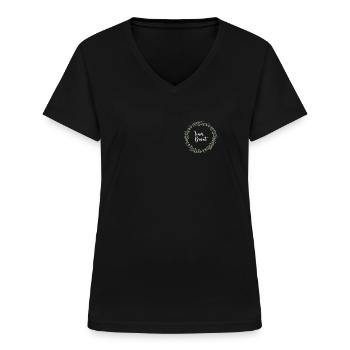 Lavendel I Team Braut Blumenkranz Hochzeit Boho - Frauen-T-Shirt mit V-Ausschnitt - Schwarz - Vorne - Lela (165cm)