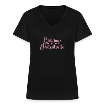 Lieblingspatentante Patenkind Baby Patentante - Frauen-T-Shirt mit V-Ausschnitt - Schwarz - Vorne - Lela (165cm)