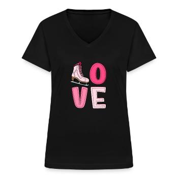 Eislaufen - Frauen-T-Shirt mit V-Ausschnitt - Schwarz - Vorne - Lela (165cm)