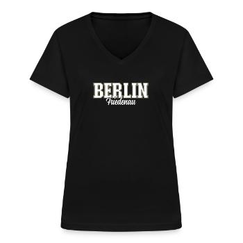 Berlin Friedenau - Frauen-T-Shirt mit V-Ausschnitt - Schwarz - Vorne - Lela (165cm)