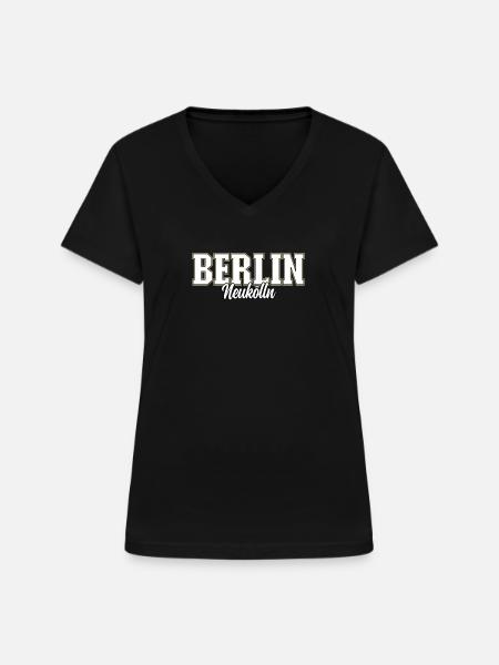 Berlin Neukölln - Frauen-T-Shirt mit V-Ausschnitt - Schwarz