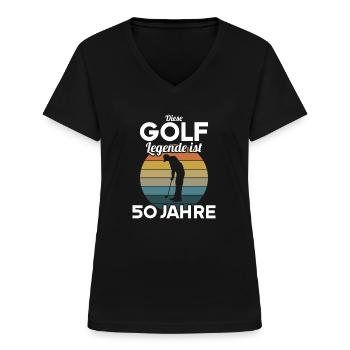 Diese Golf Legende ist 50 Jahre 50 Geburtstag - Frauen-T-Shirt mit V-Ausschnitt - Schwarz - Vorne - Lela (165cm)