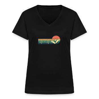 Herzschlag Flipper Mann Humor Geschenk lustig - Frauen-T-Shirt mit V-Ausschnitt - Schwarz - Vorne - Lela (165cm)