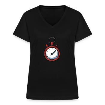 Clock Stopwatch - Women's V-neck T-shirt - black - Front - Lela (165cm)