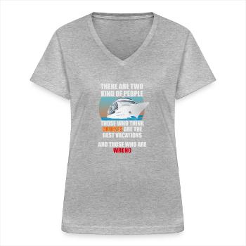 Fun Cruise Travel Design - Women's V-neck T-shirt - sports grey - Front - Lela (165cm)