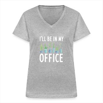 Gartenarbeit Gärtner Hobbygärtner Landschaftsbau - Frauen-T-Shirt mit V-Ausschnitt - Grau meliert - Vorne - Lela (165cm)