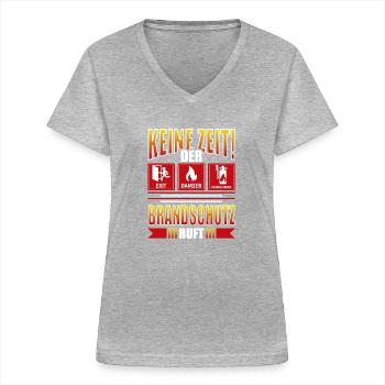 Der Brandschutz ruft Brandschutzbeauftragter - Frauen-T-Shirt mit V-Ausschnitt - Grau meliert - Vorne - Lela (165cm)