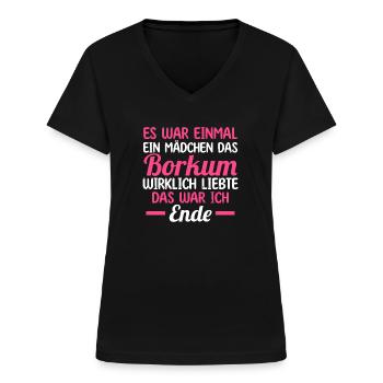 Nordsee Borkum - Frauen-T-Shirt mit V-Ausschnitt - Schwarz - Vorne - Lela (165cm)