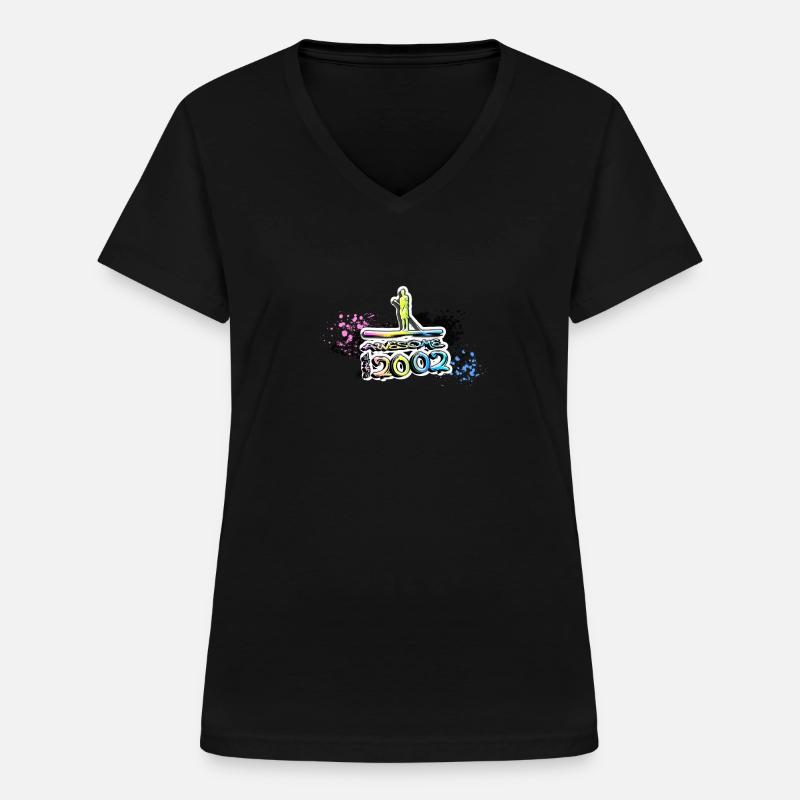 Awesome since 2002, SUP, Paddleboard, Graffiti, - Women's V-neck T-shirt - black
