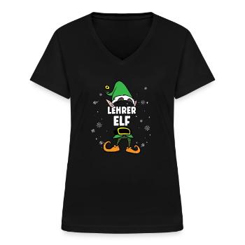 Lehrer Elf Partnerlook Weihnachten - Frauen-T-Shirt mit V-Ausschnitt - Schwarz - Vorne - Lela (165cm)