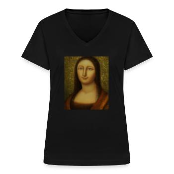 Gustav Klimt Portrait de femme - T-shirt col V Femme - noir - Devant - Lela (165cm)