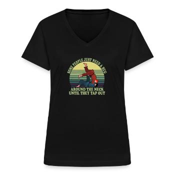 Some People Just Need A Hug Cage Fighter - Frauen-T-Shirt mit V-Ausschnitt - Schwarz - Vorne - Lela (165cm)