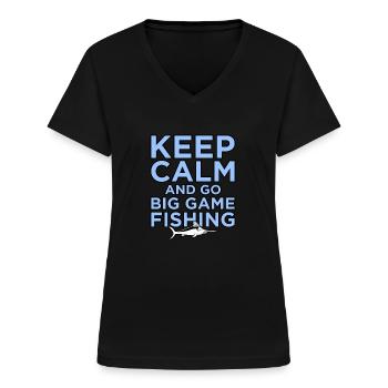 Schwertfisch - Frauen-T-Shirt mit V-Ausschnitt - Schwarz - Vorne - Lela (165cm)