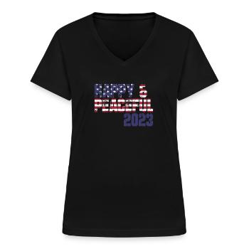 Freiheit Für Die ganze Menschheit - Frauen-T-Shirt mit V-Ausschnitt - Schwarz - Vorne - Lela (165cm)