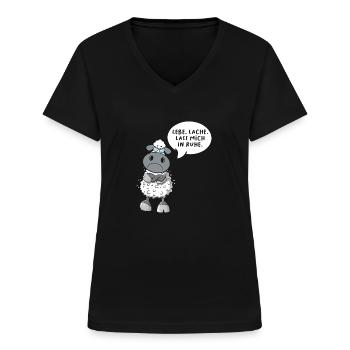 Lebe Lache Lass Mich In Ruhe - Frauen-T-Shirt mit V-Ausschnitt - Schwarz - Vorne - Lela (165cm)