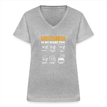 Klassische Musik Blasorchester Musiker - Frauen-T-Shirt mit V-Ausschnitt - Grau meliert - Vorne - Lela (165cm)
