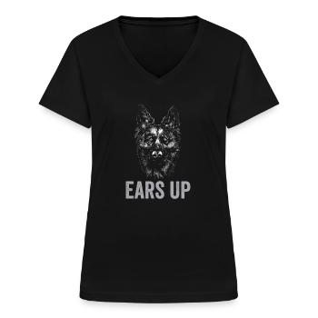 Polizeibeamter Polizeihund - Frauen-T-Shirt mit V-Ausschnitt - Schwarz - Vorne - Lela (165cm)