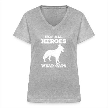 Polizeibeamter Polizeihund - Frauen-T-Shirt mit V-Ausschnitt - Grau meliert - Vorne - Lela (165cm)