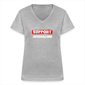 Support Journalism Journalist Shirt Gift - Women's V-neck T-shirt - sports grey - Front - Lela (165cm)