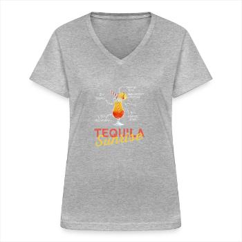 Tequila Sunrise - Frauen-T-Shirt mit V-Ausschnitt - Grau meliert - Vorne - Lela (165cm)