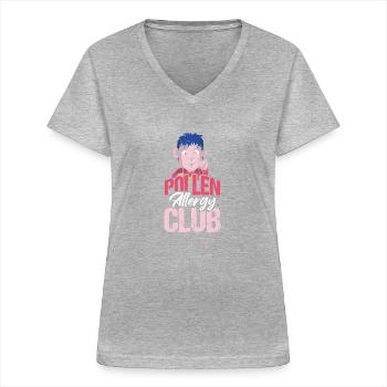 Pollen Allergy Club Shirt Gift - Women's V-neck T-shirt - sports grey - Front - Lela (165cm)
