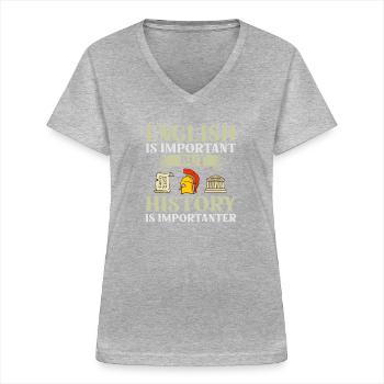 Geschichte Lehrer Lektion Professor Historiker - Frauen-T-Shirt mit V-Ausschnitt - Grau meliert - Vorne - Lela (165cm)