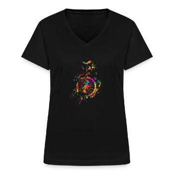 Einrad Akrobat Einradfahrerin Retro Vintage Einrad - Frauen-T-Shirt mit V-Ausschnitt - Schwarz - Vorne - Lela (165cm)