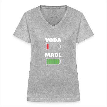 Voda Madl - Frauen-T-Shirt mit V-Ausschnitt - Grau meliert - Vorne - Lela (165cm)