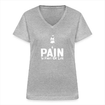 La douleur fait partie de Life RunMan - T-shirt col V Femme - gris chiné - Devant - Lela (165cm)