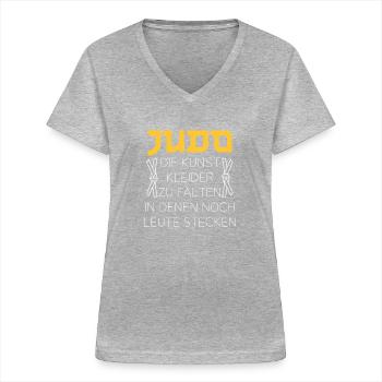 Judo die Kunst Kleider zu falten in denen noch - Frauen-T-Shirt mit V-Ausschnitt - Grau meliert - Vorne - Lela (165cm)
