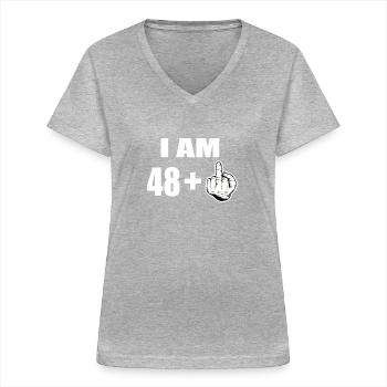49 Geburtstag - Frauen-T-Shirt mit V-Ausschnitt - Grau meliert - Vorne - Lela (165cm)