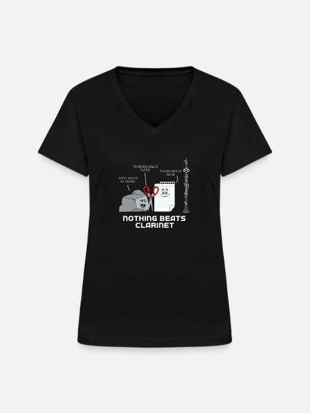 Klarinette - Frauen-T-Shirt mit V-Ausschnitt - Schwarz
