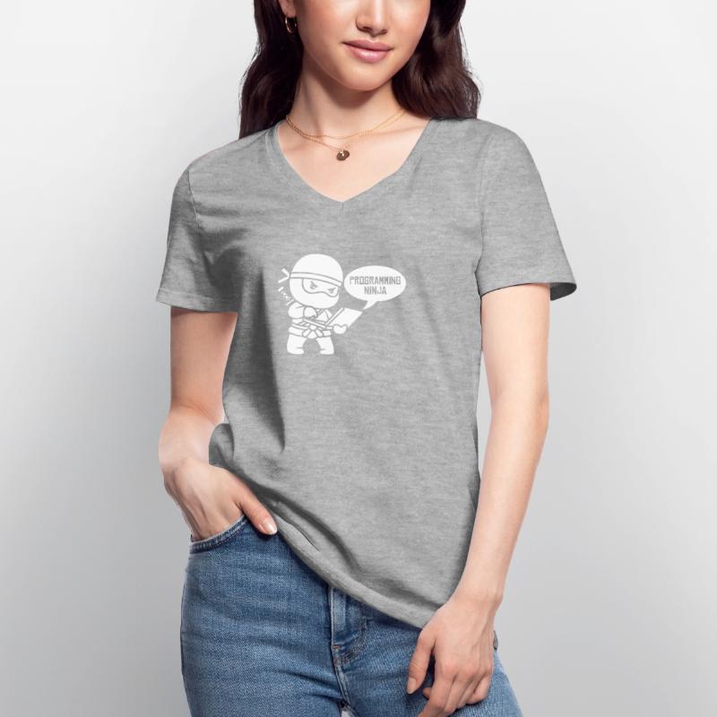 Développeur Coder Programmeur Ninja T-shirt col V Femme