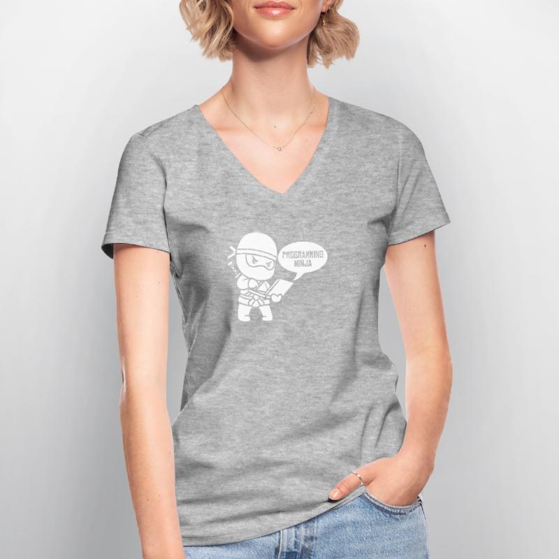 Développeur Coder Programmeur Ninja T-shirt col V Femme