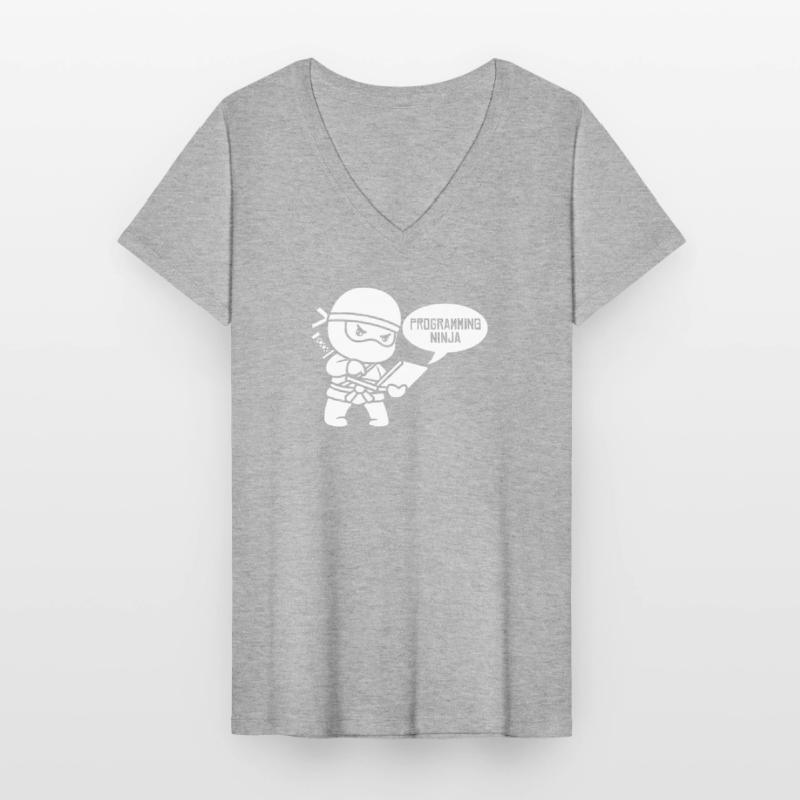 Développeur Coder Programmeur Ninja T-shirt col V Femme