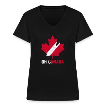 Oh Canada - T-shirt col V Femme - noir - Devant - Lela (165cm)