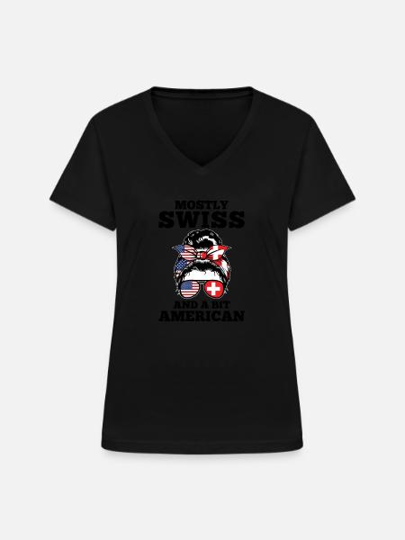 Schweizer Schweizer Schweiz Geschenk - Frauen-T-Shirt mit V-Ausschnitt - Schwarz